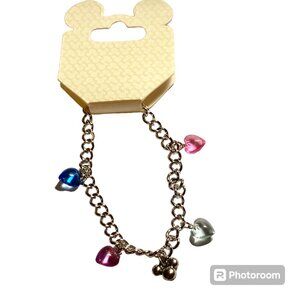 Vintage Disney Mickey Mouse Ears Charm Bracelet Disneyana Starter Silver Tone